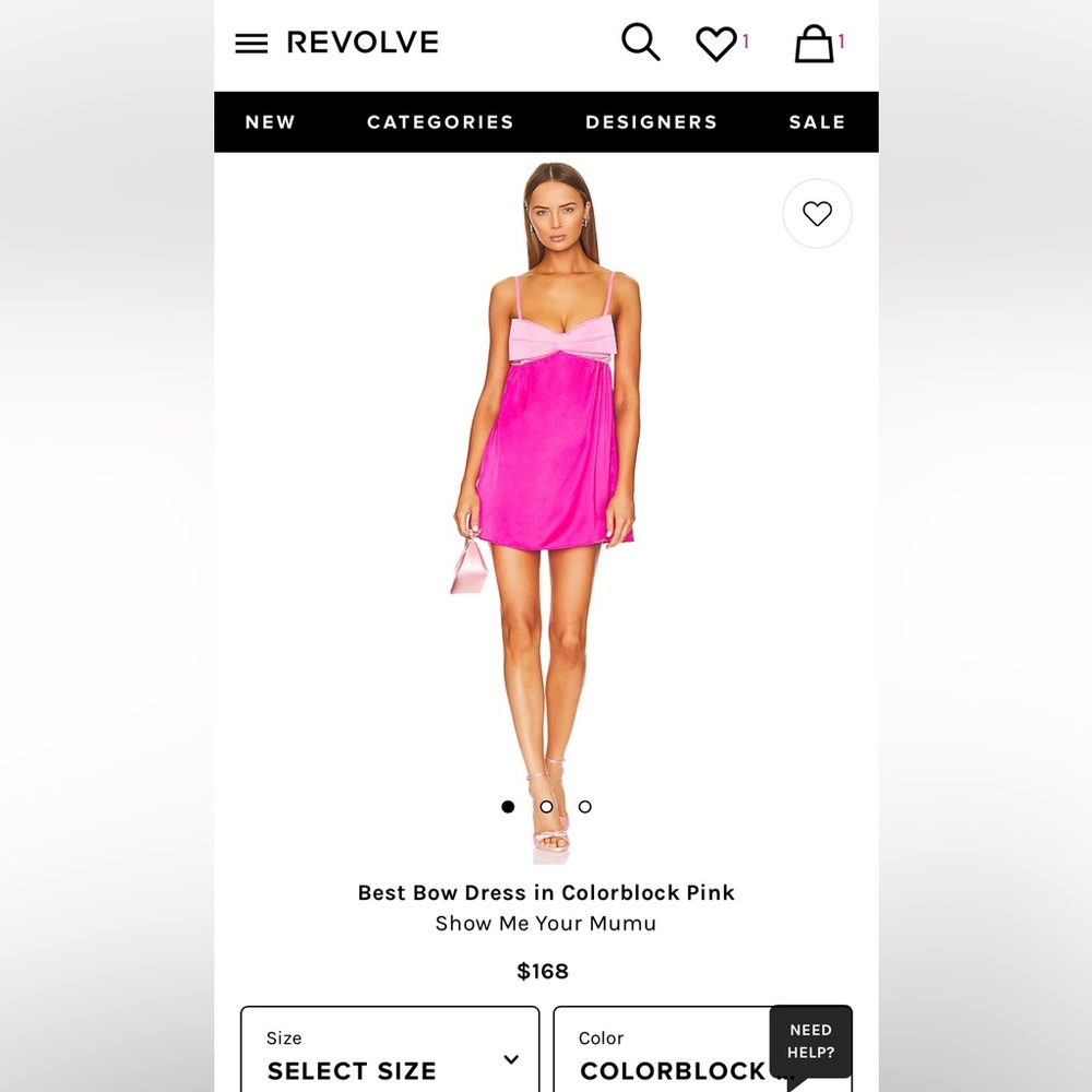 NEW Show Me Your Mumu Best Bow Dress in Colorblock Hot Pink Size Small